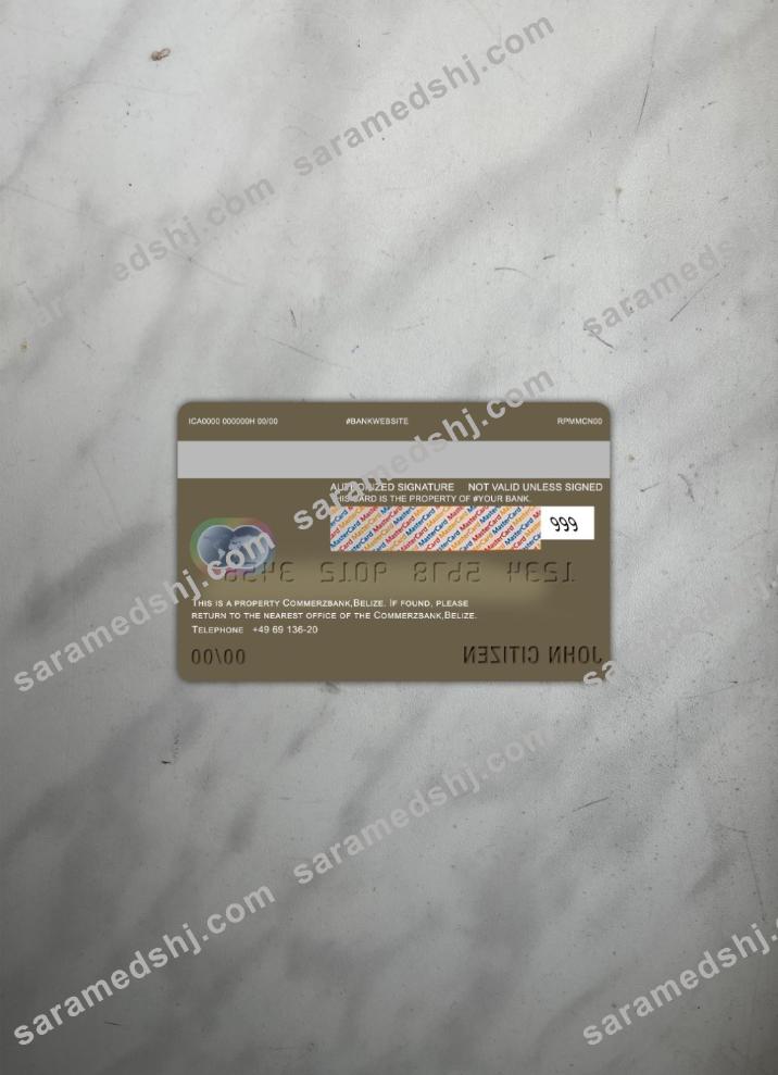 Belize Commerzbank master card photolook back